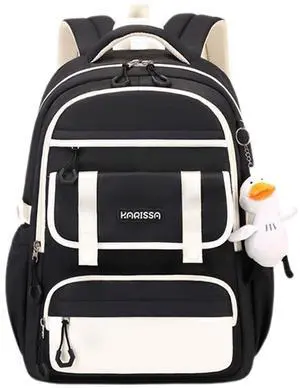MININAI Womens Girls Backpack for School Cute Aesthetic Large Laptop Backpack Kawaii Preppy Teen Kids Bookbag Travel Daypack (Black,L)