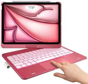 typecase Touch Keyboard Case for iPad Air 11-inch(M3/M2, 2025/2024) & iPad Pro 11(4th/3rd/2nd/1st Gen), Multi-Touch Trackpad, 11-Color Backlight, 360°Rotatable for iPad Air 5/4th Gen, Pink