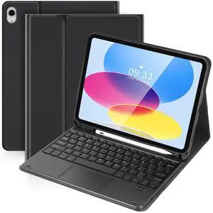 SOPPY Bluetooth Keyboard Case with Touchpad for iPad 11th Gen. (A16) 11-inch 2025, 10th Generation 10.9 inch 2022, Detachable Protective Cover, with Built-in Pen Holder, USB-C Rechargeable, Black