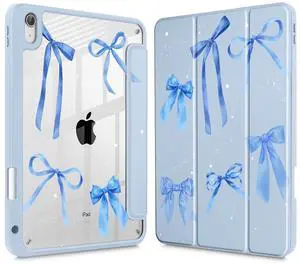 May Chen Case for iPad Air 11 (M3 2025 / M2 2024) 7th 6th, iPad Air 4 & 5 10.9 Inch 5th 4th (2022/2020) - Pencel Holder + Auto Sleep/Wake, Transparent Shockproof Back Cover, Watercolor Bows