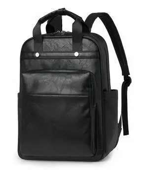 CTTOVIS Leather Laptop Backpack for Women 15.6 Inch Work Travel Backpack Fashion College Business Computer Bag (Black)