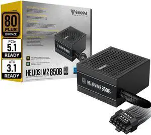 GAMDIAS ATX 3.1 & PCIe 5.1 850W Bronze PSU, 850W Gaming Power Supply, 80+ Bronze ATX Gold 12V Power Supplies for Gaming PC Desktop Computers and Active PFC GAMDIAS ATX 3.1 & PCIe 5.1 850W Bronze PSU, 850W Gaming Power Supply, 80+ Bronze ATX Gold 12V Power Supplies for Gaming PC Desktop Computers and Active PFC