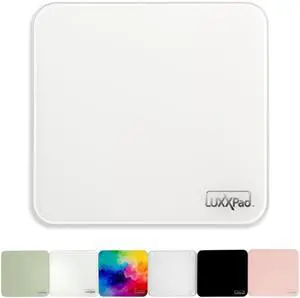 Glassboard Studio LuxxPad Glass Mouse Pad - Mouse Pad Gaming and Dry Erase Note Taking Pad, Tempered Strong Glass with Rubber Non-Slip Feet for Gaming & Work (White, 7.5" x 8")