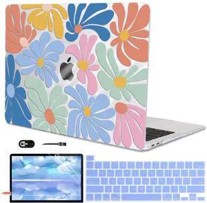 LCMOCICO for MacBook Pro 13 inch Case 2022 2021 2020-2016 A2338 M2/M1 A2251 A2289 A2159 A1989 A1706 with Touch ID, Plastic Hard Shell Case Keyboard Skin Screen Film Webcam Cover, Colorful Flowers