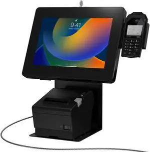 Anti-Theft Kiosk Stand  Point of Sale Station with Credit Card Reader Slot & Printer Slot - Black - (PAD-PARAPOS)