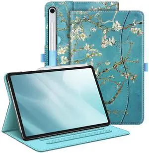 Fintie Case for Samsung Galaxy Tab S10 Lite/ S10 FE/ S9 FE 5G 10.9 Inch/Tab S9 11 Inch with S Pen Holder, Multi-Angle Viewing Protective Cover with Pocket, Auto Sleep/Wake, Blossom