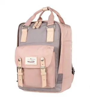 Himawari Backpack/Travel Backpack for Women 14.9" College Vintage Waterproof Bag  Work Backpack for 14inch Laptop(Grey&Pink-HIM-32#