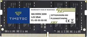 Timetec 16GB DDR4 3200MHz (or 2933MHz or 2666MHz) PC4-25600 Non-ECC Unbuffered 1.2V CL22 2Rx8 Dual Rank 260 Pin SODIMM Laptop Notebook PC Computer Memory RAM Module Upgrade