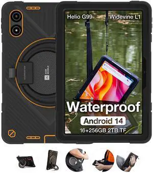 AGM Rugged Tablet, 11" Android Tablet GMS Certified with MTK G99, 16GB RAM 256GB ROM 2TB TF, 90Hz FHD IPS Touchscreen 18H Battery, 50MP+8MP, GPS, IP68/IP69K, Drop-Proof with Strap & Case for Outdoors