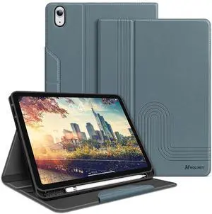 H HOLIMET Case for iPad (A16) 11th (11'')/ 10th Generation (10.9'') Vegan Leather with Built-in Pencil Holder Auto Sleep/Wake Function, Blue