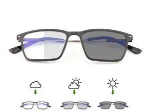 PEEPAI Photochromic Blue Light Blocking Glasses Titanium Anti Eyestrain Computer Gaming Blue Light Screen Blocker Glasses Anti Glare UV Protection Eyewear for Men Women