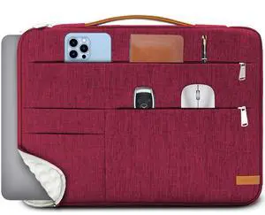 KINGSLONG 14 inch Laptop Sleeve Bag, Slim Shockproof Handbag, Computer Carrying Case Cover Compatible with MacBook Air/Pro, Acer Asus Dell HP Red