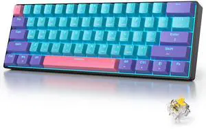 Fogruaden 60 Percent Wireless Gaming Keyboard, Wired/Bluetooth Mechanical Keyboard 60%, RGB Backlit, Hot-Swappable Yellow Switch