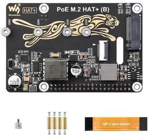 PCIe to M.2 Adapter with PoE Function HAT+ (B) for Raspberry Pi 5  Supports NVMe Drives (2230/2242/2260/2280) | IEEE 802.3af/at Power Over Ethernet | Gen2/Gen3 Mode | Bootable SSD Support