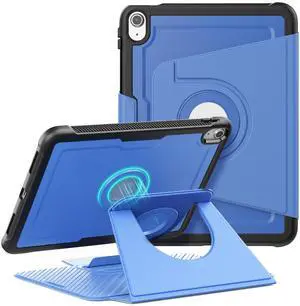 KAIJIAbox Case for iPad (A16) 11th/10th Generation 2025/2022 11/10.9, Heavy Duty Shockproof Case with 360 Rotating Magnetic Stand, Detachable Magnetic Cover, Auto Sleep/Wake, Blue