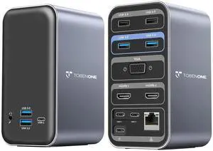 MacBook Pro Docking Station Dual Monitor with 2 4k HDMI Display,15 in 2 USB C Docking Station for MacBook with 2 HDMI, VGA, PD3.0, 7 USB Ports, RJ45 Ethernet & 3.5mm Audio