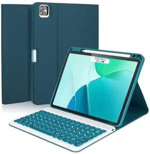 Eisuiyi Keyboard case for iPad Pro 11" 1st/2nd/3rd/4th Gen, Compatible with iPad Air4/Air5 10.9"/Air 11" M2, Detachable Wireless Keyboard with Magentic Protective Cover, with Pencil Holder, Teal