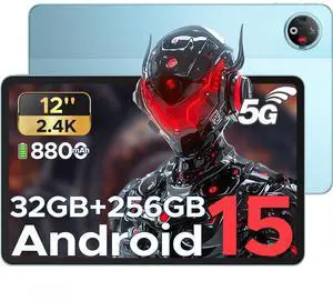 DOOGEE V Pad 5G Android 15 Tablet, 12 inch Tablet with 2.4K IPS Display, 32GB+256GB/2TB TF, 5G Dimensity 7050 Octa-Core Gaming Tablets, 8800mAh, Face Unlock, WiFi 6, Gemini AI, Quad Speakers Tablets