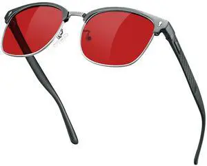 BIRCEN Blue Light Gaming Glasses: Al-Mg Metal Red Bluelight Blocking Slepping Glasses for Men Women Anti Eyestrain on Computer & Home