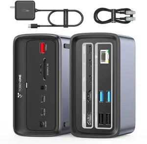 TobenONE Docking Station 3 Monitors, Triple Monitor Docking Station with Single 8K USB-C Video, Dual 4K HDMI, 10Gbps USB A/C, PD 3.0, 100W Power Supply, USB C Dock for Windows/ChromeOS, Dell, HP, ASUS