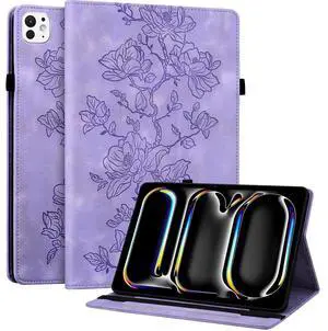 YHDXUYS Case for iPad Pro 13 Inch (M5/M4) 2025/2024, Auto Wake/Sleep Slim PU Leather Folio Cover with Multi-Angle Stand and Pen Holder, Purple