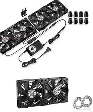 Wderair 6 x 120mm Server Rack Mount Fan 12V with 100V - 240V AC Power Variable Speed Control, High Airflow for DIY Cooling Mining Rig, Window, AV Cabinets, Home Theater, Refrigerator, Greenhouse