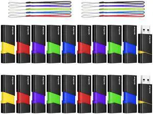 AreTop 4GB Flash Drives Bulk 20 Pack Thumb Drives Slide Retractable USB Flash Drives 20 Pack 4GB Memory Sticks Bulk for Data Storage Jump Drives Multipack (Mixed Color:Yellow,Red,Blue,Green,Purple)
