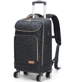 Lekebobor Travel Rolling Backpack, 18 inch Waterproof Bag with 360° Wheels for 15.6" Laptop, Convertible Airline Approved Travel Back Pack for Men & Women, Business, Commuter