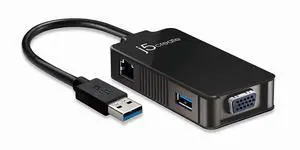 j5create USB to VGA Adapter- USB 3.0/2.0 & Gigabit Ethernet Multi Monitor Display Hub | External Graphics Card Converter | 5 Gbps Transfer Speed | 1080p HD Video Playback | 2048 x 1152 @ 32 bit