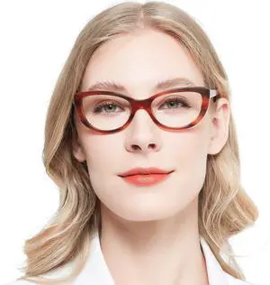 WEMOOTANTS Small Cat Eye Glasses Blue Light Blocking Eyeglasses Brown Tortoise