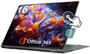 jumper 2 in 1 Laptop, 16 inch Convertible Laptop Computer with IPS FHD 360 Degree Touchscreen, 128GB Storage, 4GB RAM, Fingerprint Reader, Backlit Keyboard, Celeron N5095, 53.2WH, 1 Year Office 365