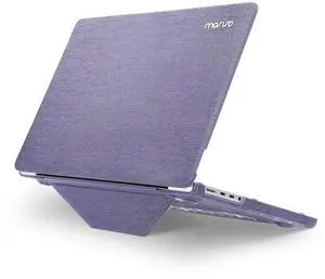 MOSISO Compatible with MacBook Pro 16 inch Case 2025 2024 2023 2022 2021 M4 M3 M2 M1 A3403 A3186 A2991 A2780 A2485 Pro Max, Knit Fabric Coated Plastic Hard Shell Case with Fold Kickstand, Purple
