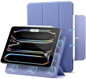 ESR for iPad Pro 11 Inch Case (M5/M4) 2025/2024, Strong Magnetic Attachment, Slim Trifold Stand Case, Supports Pencil Pro and Pencil(USB-C), Tough Protection, Auto Sleep/Wake, Rebound Series, Purple