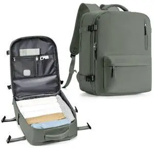 WONHOX Large Travel Backpack Women,Carry On Backpack Flight Approved 18x14x8 inches Bag Spirit Airlines Personal ltem,College Sports Hiking Rucksack Laptop Blackpack mochila de viaje,Green