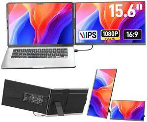 Vixtan Laptop Screen Extender, 15.6'' FHD 1080P IPS Portable Monitor for Laptops 13-17.3", Detachable Screen, USB-C Plug and Play Laptop Monitor Extender for Windows/Mac/Android