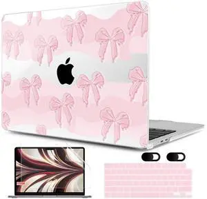 MEEgoodo Case for M4/M3/M2 MacBook Air 13.6 inch Case 2025 2024 2022, Fit Model A3240/A3113/A2681, Laptop Hard Shell with Keyboard Cover Compatible with MacBook Air 13 inch, Melted Bow