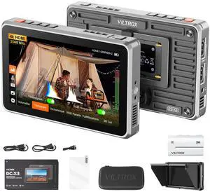 VILTROX DC-X3 Touchscreen Camera Field Monitor, SDI in/Out HDMI in/Out 4K Camera Video Monitor with Battery Sunshade Hood,Camera Touchscreen Monitor for Sony Canon Nikon2000nits,3D LUT,1920X1080