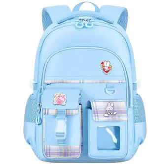 MININAI Cute Backpack for Teen Girls Kids Kawaii Bookbag Elementary Middle School Student Back Packs Aesthetic Travel Daypack Ages 6-8 8-10 10-12 (Blue,S)
