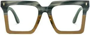 Zeelool Vintage Square Wood Arm Blue Light Blocking Glasses for Men Computer Eyeglasses ZJGX320783-06 Green-brown