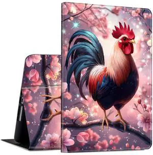 Case for All-New Amazon Kindle Fire HD 8 & 8 Plus Tablet(12th/10th Generation, 2024/2022/2020 Release) 8" Slim PU Leather Adjustable Multi-Angle Smart Shell Cover with Auto Wake/Sleep, Rooster Sakura