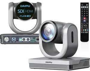 DAIPU PTZ Camera 20X Optical Zoom 1080P 60fps HDMI USB3.0 SDI LAN PoE AI Auto Tracking Conference Room Camera 1/2.8" CMOS Sensor 255 Presets for Church Worship Live Streaming Business Video Conference