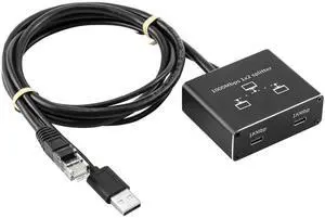 Bytecc Gigabit Ethernet Adapter 1 in 2 Out (Dual Type C Output), 1000Mbps High Speed Internet Splitter (2 Device Simultaneously Networking), LAN Splitter Black (RJ-SP102CK)