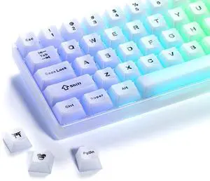 x XVX Keyboard Keycaps White, Clear Jelly Keycaps 60 65 75 100 Percent, Translucent Cute Custom Key caps Set 124 Keys for Mechanical Gaming Keyboards(Cherry Profile)