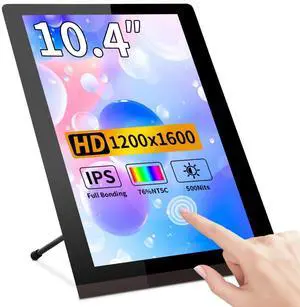 Magedok Touch Screen Display 10.4, IPS 1200:1600 3:4 Vertical Mini HDMI Screen, 500nits Outdoor Readable Industrial Monitor, Capacitive Second External Monitor for Laptop Rasp Pi AIDA64 STEM DIY