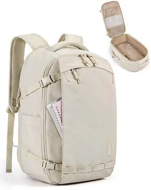 BAGSMART Blast Travel Backpack, 15.6 Inch Carry On Backpack Flight Approved, TSA Approved Personal Item Travel Bag, Water Resistant Weekender Bag Luggage Daypack, Beige