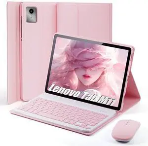 TUNKARMOR Keyboard Case for Lenovo Tab M11 / Tab K11 LTE 2024 11 Inch - Mouse and Detachable Keyboard PU Leather Cover Case Auto Sleep/Wake - Pink TUNKARMOR Keyboard Case for Lenovo Tab M11 / Tab K11 LTE 2024 11 Inch - Mouse and Detachable Keyboard PU Leather Cover Case Auto Sleep/Wake - Pink