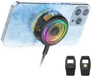 Black Shark FunCooler 5 Magnetic Cell Phone Cooler for Gaming, Portable Mobile Phone Cooling Fan with RGB Light, Cellphone Radiator for iPhone Magnetic Series/Android/Tablet/iPad (Black)
