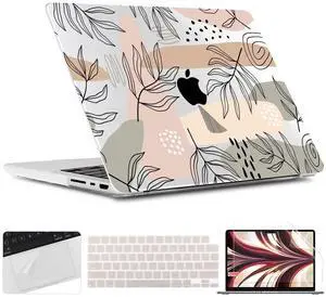 TWOLSKOO for MacBook Pro 14 inch Case M5 M4 M3 M2 M1 Pro Max Chip (2026-2021), Plastic Hard Shell & Keyboard Cover & Screen Protector & Trackpad Film, Tropical Leaves