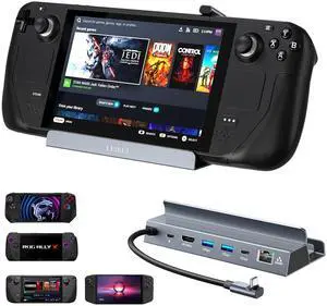 Steam Deck Dock HDMI 2.1, 6-in-1 USB C Docking Station with HDMI 4K120Hz,1000Mbps Gigabit Ethernet, 2 USB 3.0 A and 1 USB C 5Gbps, 100W Fast Charging for Steam Deck OLED,ROG AllyX,Legion Go, MSI Claw