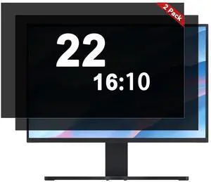 Vxaop [2 Pack] 22 Inch Computer Monitor Privacy Screen for 16:9 Aspect Ratio - Anti-Glare, Blue Light Filtering, Eye Protection, Removable Anti-Scratch Privacy Shield Screen 22in